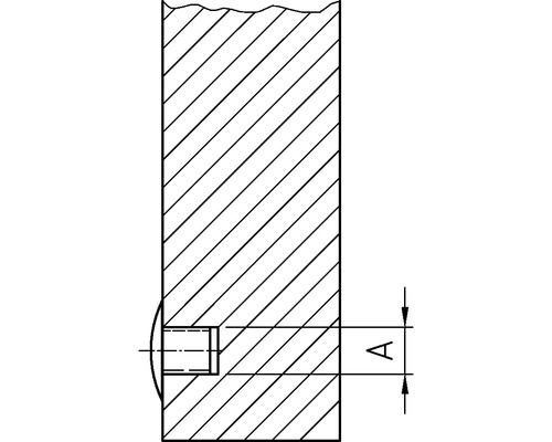 Ilustrație a unei îmbinări cu dibluri din lemn cu cota A