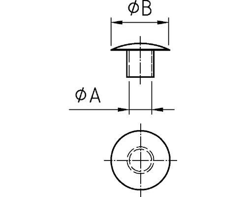Desen tehnic al unui dop orb cu indicații de dimensiuni