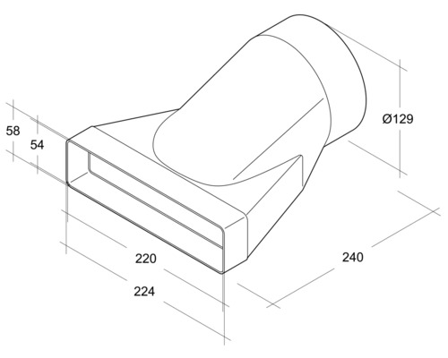 Desen tehnic al unui accesoriu pentru duza de aspirator cu dimensiuni