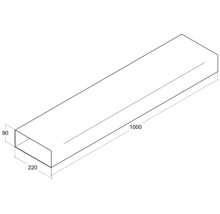 Tub dreptunghiular cu dimensiunile 220x90x1000 milimetri.
