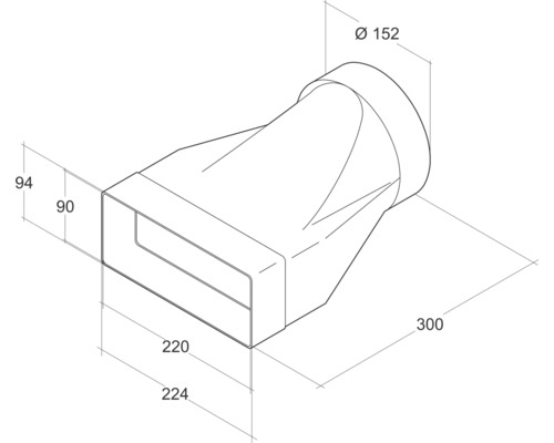 Desen tehnic al unei piese de tranziție cu dimensiuni