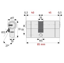 Cilindru de siguranță dublu Abus E45N 40/45 mm, 3 chei-thumb-3