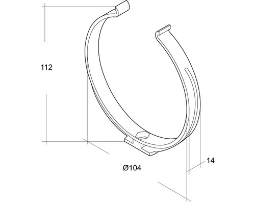 Colier de țeavă cu dimensiunile 112, diametrul 104 și 14