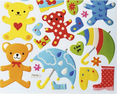 Autocolante decorative cu urși, umbrele și cizme de cauciuc.