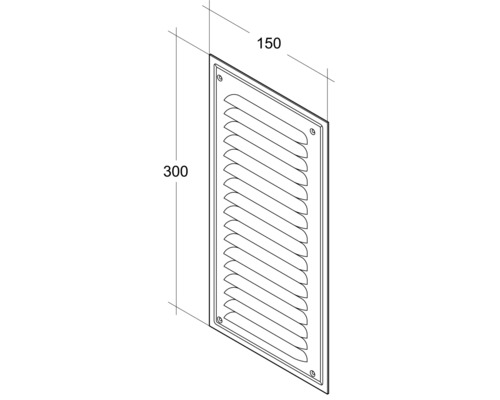 Desen tehnic al unei grile de aerisire cu dimensiunile 300 pe 150.