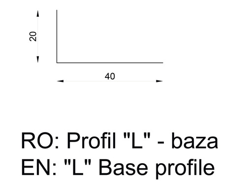 Profil L cu dimensiunile 20 pe 40