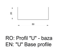 Bază profil U cu dimensiunile de 20 pe 50 milimetri