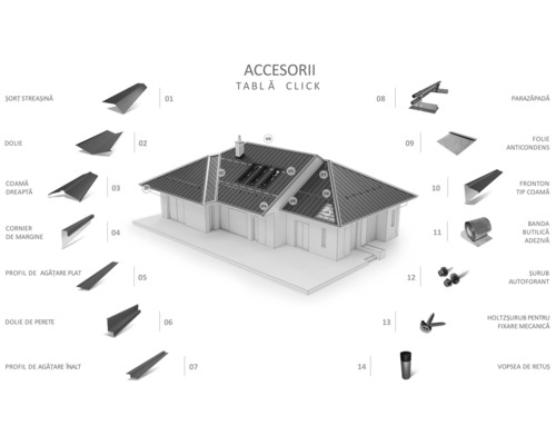 Profil calcan PRECIT pentru tablă prefălțuită Click 0,5x80x2000 mm RAL 8019 big stone mat