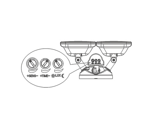 Afișaj setări pentru senzor de mișcare cu Sens, Time și Lux