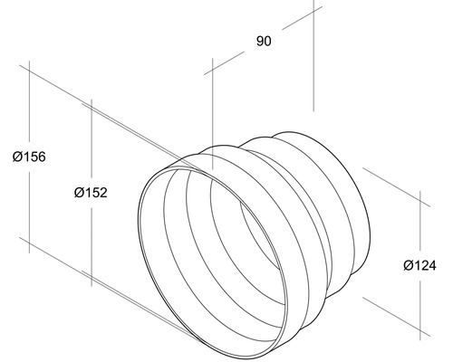 Desen tehnic al unui tub flexibil cu dimensiuni indicate