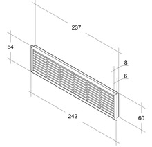 Desen tehnic al unei grile de ventilație cu dimensiuni