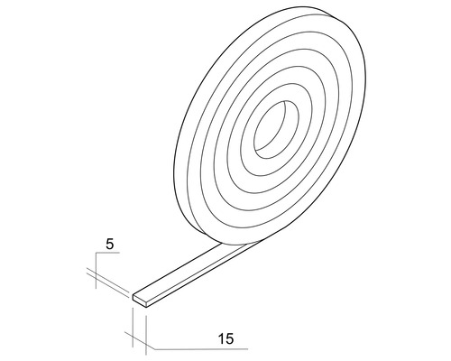 Bandă de etanșare de 5 mm grosime și 15 mm lățime, pe rolă