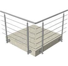 Balustradă din oțel inoxidabil cu bare orizontale într-un colț