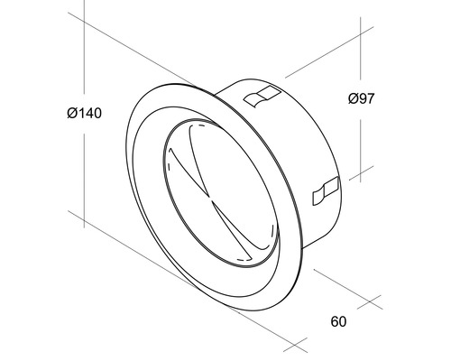 Desen tehnic al unei supape cu disc cu dimensiunile diametru 140 mm, diametru 97 mm și 60 mm