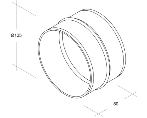 Conector de țeavă cu dimensiunile de 125 și 80 de milimetri.