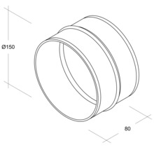 Conector de conductă cu diametrul de 150 mm și lungimea de 80 mm