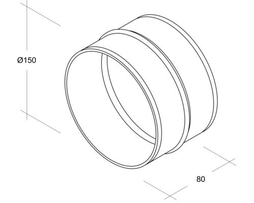 Conector de conductă cu diametrul de 150 mm și lungimea de 80 mm