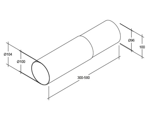 Desen tehnic al unei țevi rotunde cu dimensiuni