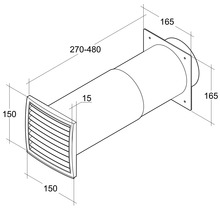 Desen tehnic al unei conducte de ventilație cu dimensiuni