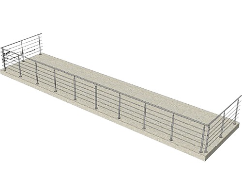Ilustrație a unei balustrade cu cabluri din oțel inoxidabil