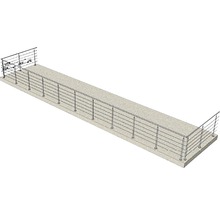 Ilustrație a unei balustrade din oțel cu bare orizontale