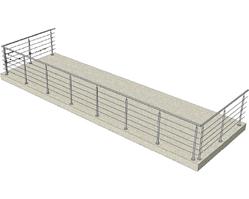 Balustradă balcon din oțel inoxidabil cu mai mulți stâlpi orizontali