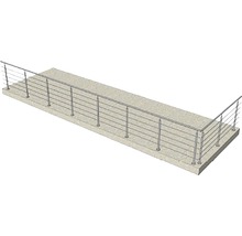 Balustradă cu cabluri orizontale din oțel inoxidabil pe suprafață de beton