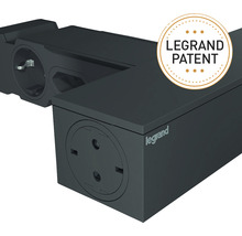 Prelungitor electric Legrand RevOlution 8 (4 + 4) prize 2m 3680W, negru, cu întrerupător, protecție la supratensiune, pentru TV