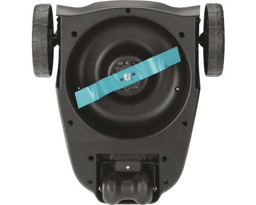 Partea inferioară a unui robot de tuns iarba cu cuțit