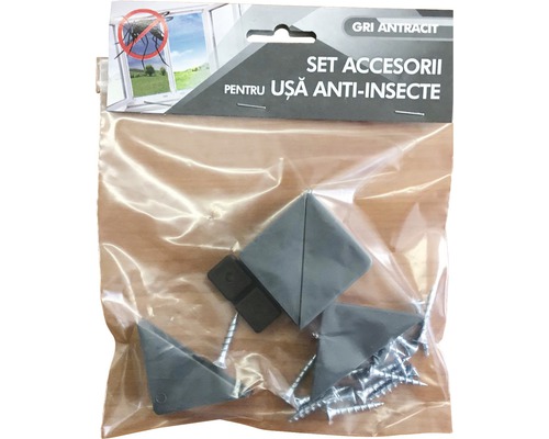 Set accesorii pentru uși anti insecte, antracit