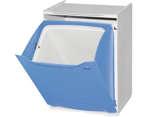 Coș de gunoi cu ușă basculantă albastră pentru montaj în bucătărie