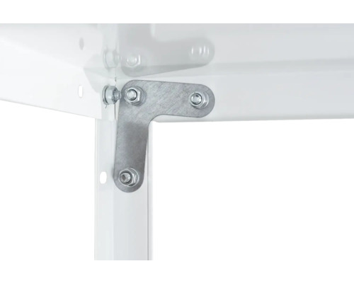 Prim-plan cu o conexiune de raft cu șuruburi și un unghi metalic