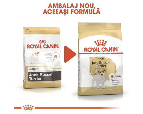Hrană pentru câini Royal Canin pentru Jack Russell Terrier, Adult, modificare a designului ambalajului