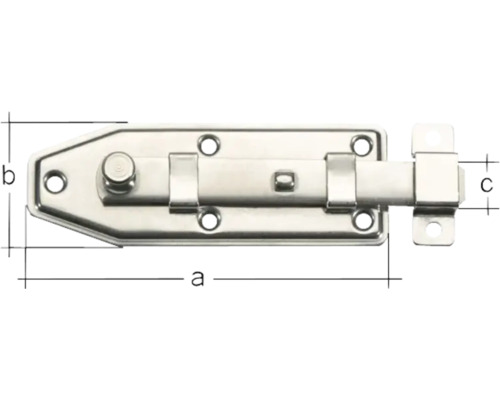 Zăvor de ușă metalic cu dimensiunile a, b și c