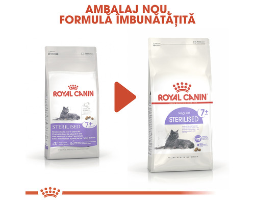 Royal Canin Sterilised 7+ hrană pentru pisici sterilizate, compararea ambalajelor