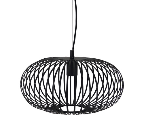 Lustr negru cu abajur oval din sârmă
