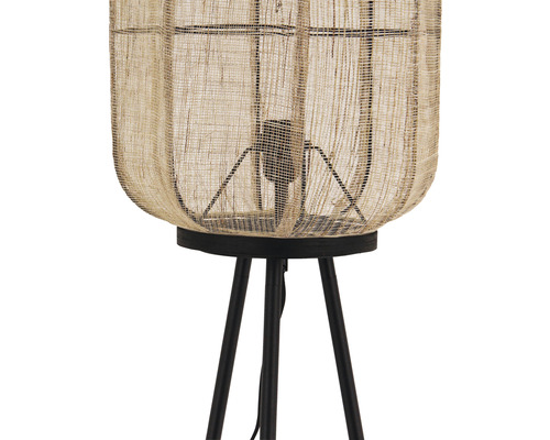 Lampă de podea cu abajur din material textil și bază metalică