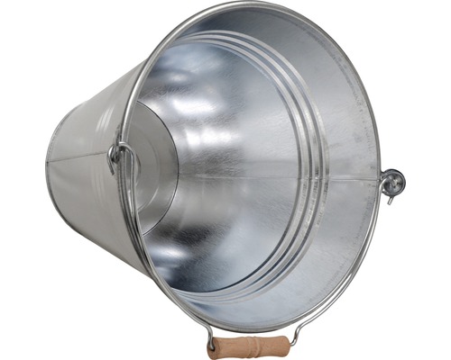 Găleată metalică zincată cu mâner de lemn