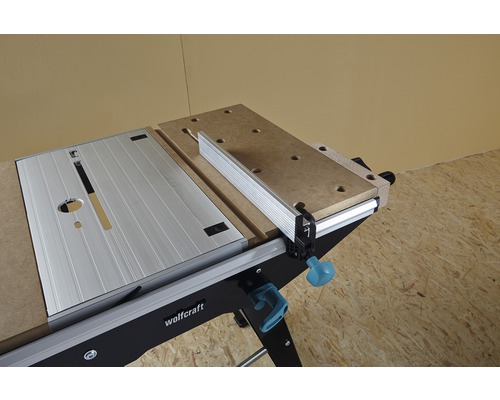 Masă de montaj și mașină Wolfcraft cu placă de aluminiu și placă MDF