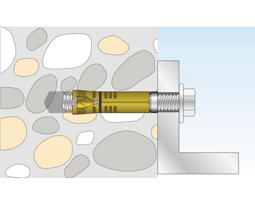 Ilustrație a unei fixări grele într-un perete de piatră cu șurub
