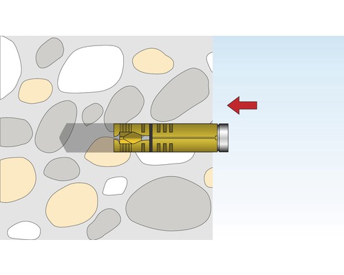 Ilustrație a unei fixări cu dibluri într-un perete