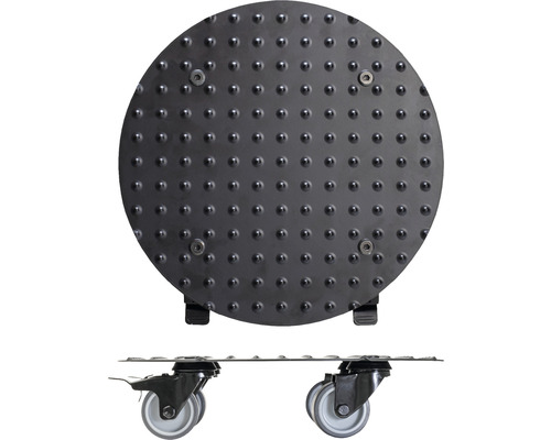 Suport rotund pentru plante cu proeminențe și roți pentru transportul plantelor