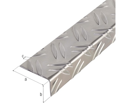 Profil margine treaptă din aluminiu cu model diamantat și dimensiuni