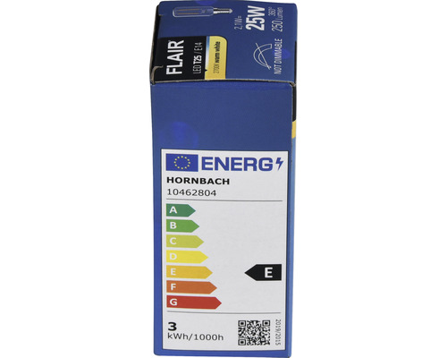 Ambalajul unui bec LED Flair T25 E14, nedimabil