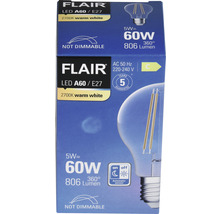 Bec LED cu senzor crepuscular Flair E27 5W 806 lumeni, glob clar A60, lumină caldă