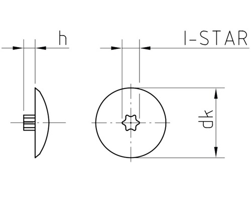 Desen tehnic al unui șurub I-Star cu dimensiuni
