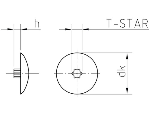 Desen tehnic al unui șurub T-Star cu dimensiuni