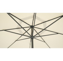 Vedere interioară a unei umbrele de soare cu cadru și acoperire din material textil