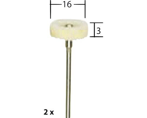 Două capete de lustruire cu tijă, diametrul 16 milimetri