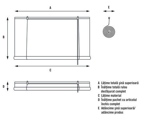 Schiță rulou cu dimensiuni